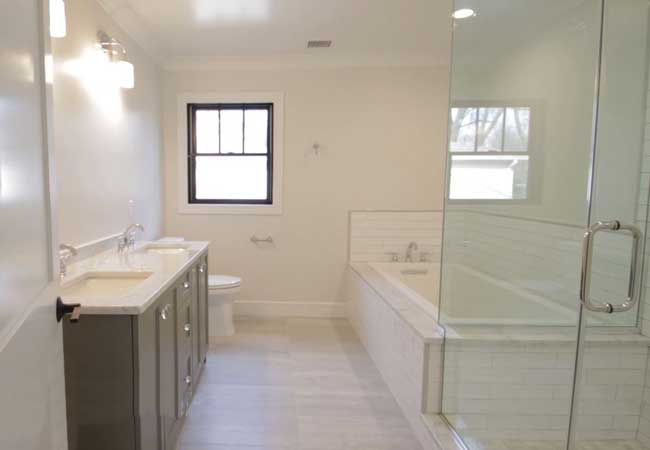 A beautifully renovated bathroom in Glen Rock, New Jersey.