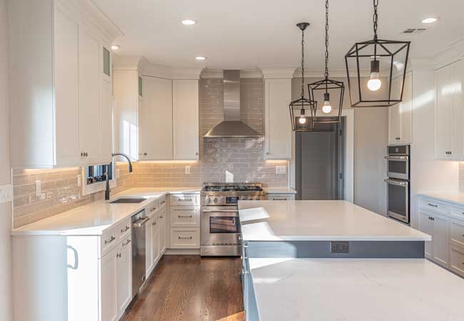 Newly renovated kitchen with a modern minimalistic style in Paramus, New Jersey.